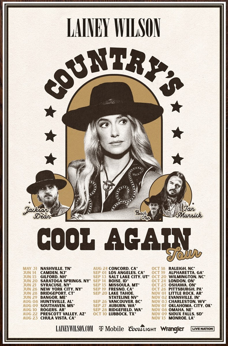Lainey Wilson concert tour poster 2026